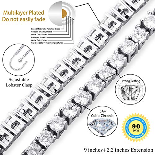 TOPGRILLZ Tennis Ankle Bracelet Gold Anklet Adjustable with Extension 14K Gold Plated Iced out Diamond 3-6mm Fashion Stylish Foot Jewelry for Women2