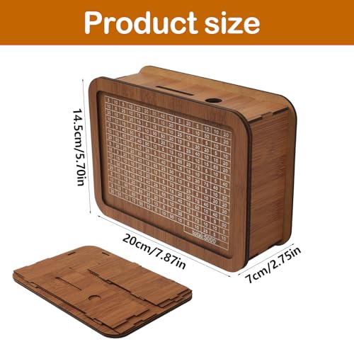 But Oswetf Wooden Money Box, Wooden Money Box with Counter, Money Bank, Coin Banks with Savings Target and Numbers - Image 2