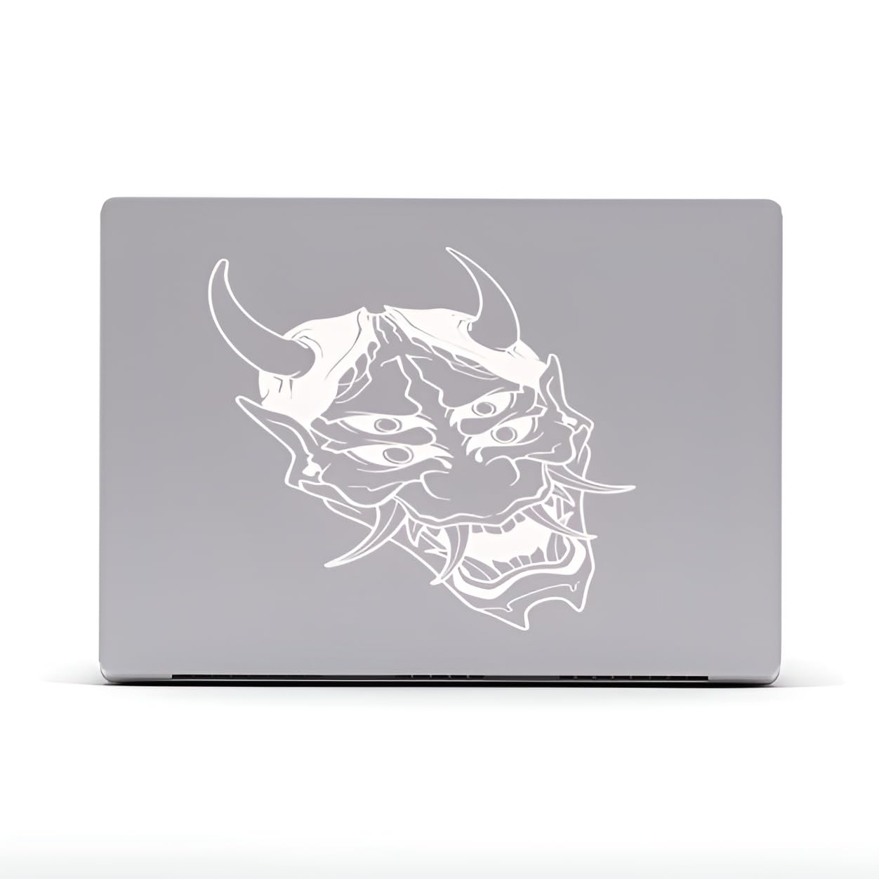 Japanese Hannya Mask Oni Skull Vinyl Decal Sticker, White, 7 x 5 inch, Self-Adhesive, Modern Style, Glossy Finish for Car Fuel Tank Decoration, Outdoor Usage (White)