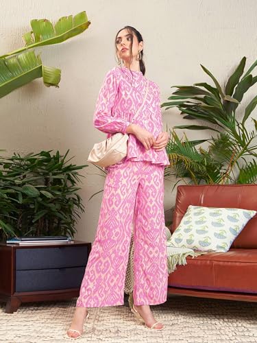 Image of Sassafras Women Set of Peplum Shirt with Palazzo Pants