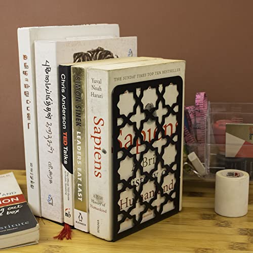 Image of Spillbox Metal Non Slip Bookends Book Shelves | Shelf | Study Table | Home Decor | Holders | Case | Bracket | Stand | Heavy Duty | Set | Book Ends for Office, Home - Star