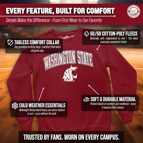Image of NCAA College Sweatshirt Fleece Crewneck Pullover for Men and Women | Officially licensed NCAA college gameday crewneck pullover - 9 oz fleece lined sweatshirt with arch and logo design