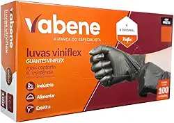 Luva Descartável Viniflex Preta Tamanho M – Caixa com 100 Unidades – Alta Sensibilidade e Resistência – Uso Profissional e Doméstico – Sem Pó – Ideal para Estética, Alimentação e Limpeza
