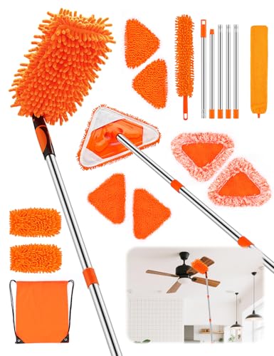 Feeloco Ceiling Fan Cleaner Duster with 76" Extendable Long Handle,180°