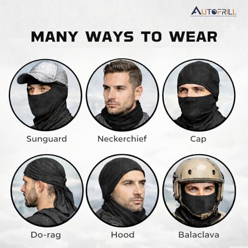 Image of AUTOFRILL Balaclava for Men - Full face mask for Bikers Helmet Liner & Head Cover for Men Breathable Mask for Motorcycle Riding & Cycling