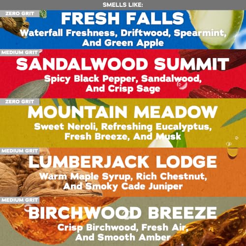 Image of Dr. Squatch Natural Men's Bar Soap - Cold Process Body Soap Bar with Natural Oils - Gifts for Men - Mountain Meadow, Sandalwood Summit, Lumberjack Lodge, Fresh Falls & Birchwood Breeze (5 oz, 5-Pack)