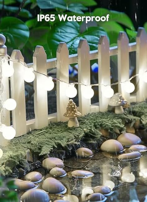 Brightown Solar Lights Outdoor Waterproof, 19.6Ft 60 LED Globe Solar String Lights for Outside, 8 Modes Outdoor Solar Lights for Yard Balcony Patio Tree Canopy Party (Pure White)