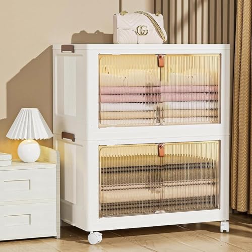 Image of YASONIC ๐ฎ ๐ง๐ถ๐ฒ๐ฟ Foldable Plastic Rack for Storage /Kitchen Cupboard /Versatile and Sturdy Wardrobe for Clothes /Multipurpose Storage Organizer /Closet for Bedroom /Living Room /Laundry Room (Beige)