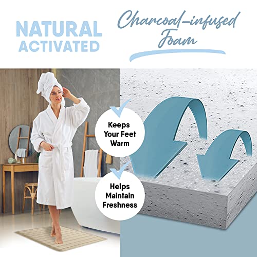 Microdry - Softlux Bathroom Mats Memory Foam 17X24, Extra-Thick Super Absorbent Bath Mat -S Quick Dry Material, Washable Bath Mat - Memory Foam With Patented Skid-Resistant Base, Linen #TOP1