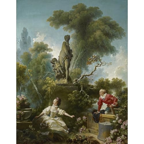 The Progress of Love Fragonard, grande décoration murale salon de 61x81 cm