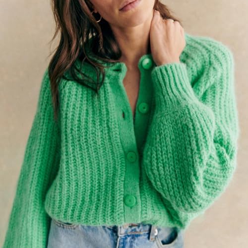 KEOMUD Women's Long Sleeve Cardigan Sweaters 2025 Spring Casual Crewneck Button Down Chunky Knit Cardigans4