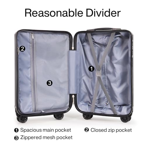 Image of Luggage Sets 3 Piece (20 /24 /28 inch)-Carry On Suitcase-Suitcase With Wheels-PC+ABS - Hardside Spinner Travel Luggage, Black, 6 Pcs Set, Hardside Luggage Sets With Spinner Wheels (GREY)