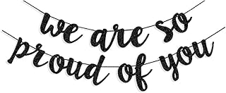 Black We Are So Proud of You Banner for 2023 Graduation Party Decorations,Class of 2023 Graduation Decor High School Graduation College Grad Party Decorations Supplies