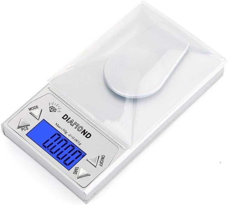 Báscula de cocina digital, báscula electrónica de bolsillo de 50 g x 0,001 g, báscula inteligente de joyería de alta precisión con mini báscula de cocina LED (tamaño: 50 g/0,001 g) ( Size : 20g/0.001g