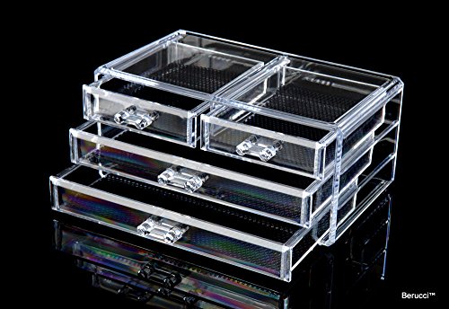 Berucci Clear Four Drawers Acrylic Jewelry Makeup Cosmetic Organizer Holder Storage
