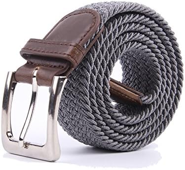 Gelante Canvas Elastic Fabric Woven Stretch Multicolored Braided Belts 2041-Grey-S