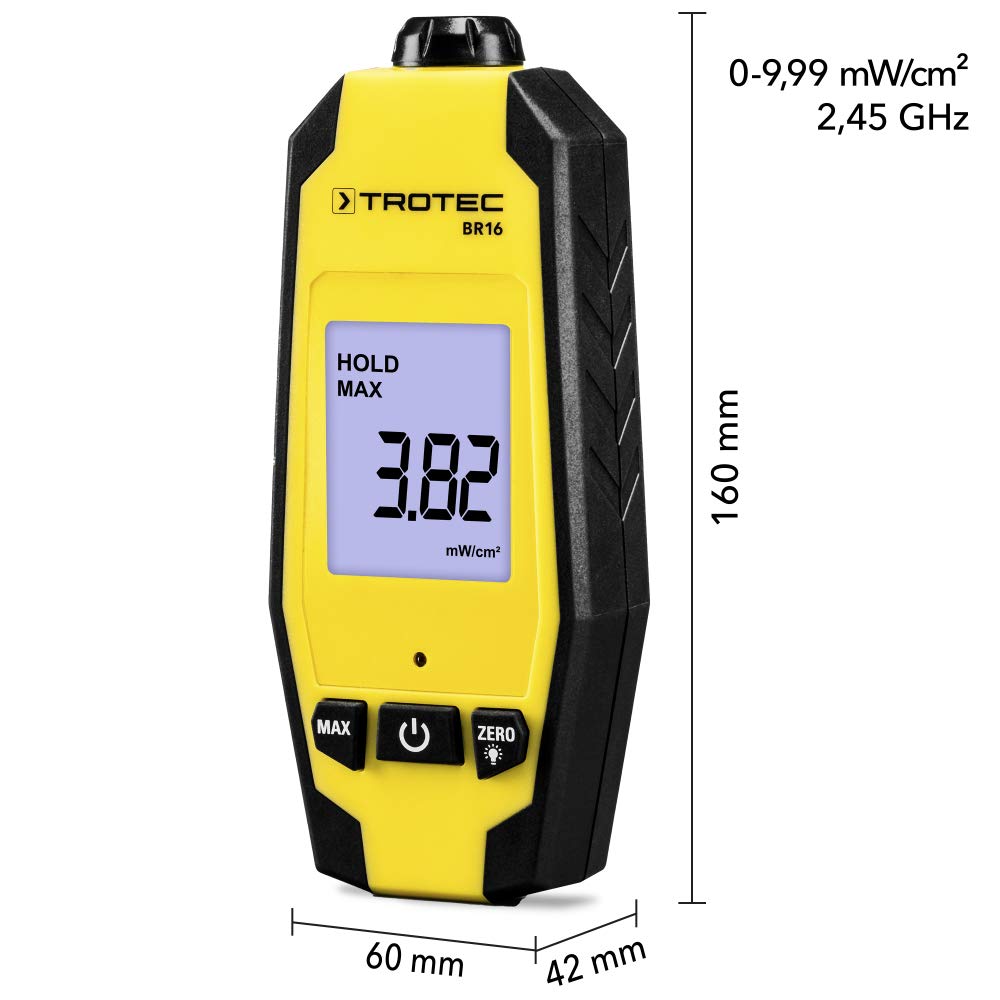 TROTEC BR16 Mikrowellen-Indikator digitaler Strahlungsdetektor Messgerät 0-9,99 mW/cm²