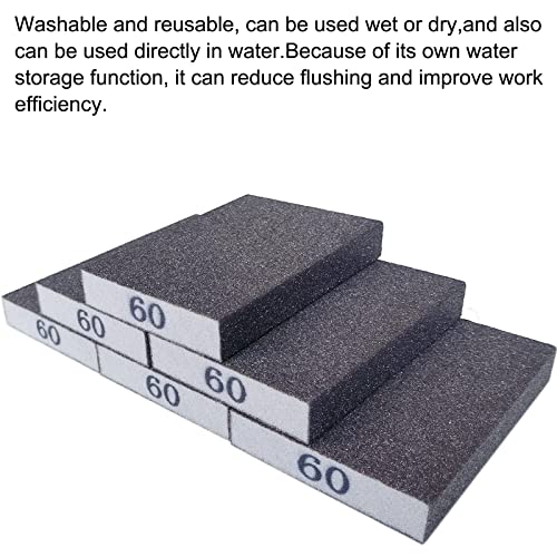 Tonmp 6 Pack 60 Grit Coarse Sanding Sponge, Washable And Reusable Great For Pot Brush Pan Brush Sponge Brush Glasses Sanding Wood Sanding Metal Sanding (60 Grit-6 Pack) #TOP2