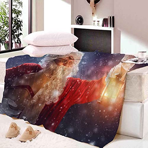 Couverture flanelle Père Noël plaid lit canapé microfibre 150x200 - 3