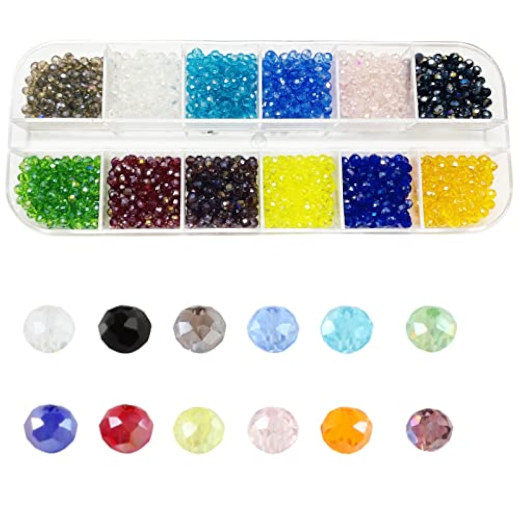 2mm Crystal Glass Beads, Electroplate AB Color