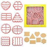 MIANXIAOXIN 8 Piece Cute Jam Sandwich Biscuit Cookie Cutters Flower,Star Shape Cookie Molds Cartoon Fun Biscuit Moulds(All-in-one Biscuit,8)