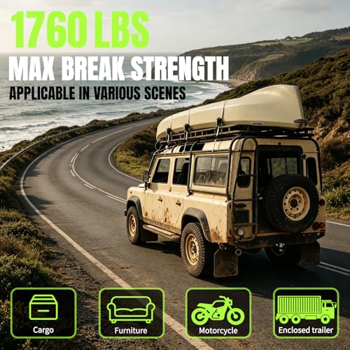 Image of Retractable Ratchet Straps, 4-Pack, 1 Inch x 12 Feet Heavy Duty Tie Downs, 1760lb Break Strength, Self Retracting for Truck, Cargo, Trailer, Motorcycle, ATV, UTV (Grey, 4pack)