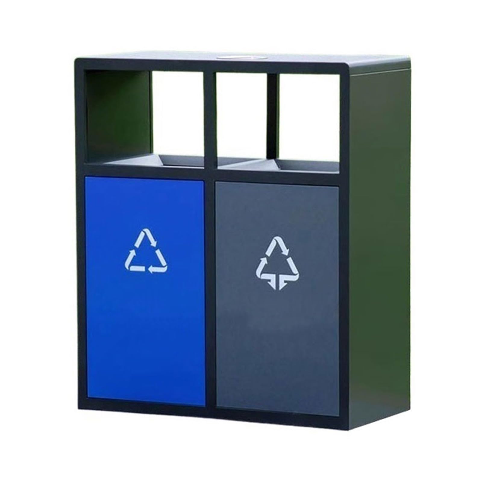 Papelera de Reciclaje Bote de Basura Contenedor de Basura de Metal de Doble Barril for Exteriores