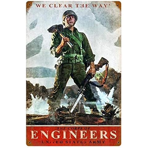 SmartCows Army Corps Engineers Metal Tin Sign with Rustic Retro Decorative Sings for Cafe Home 8 x 12 Inches Cover