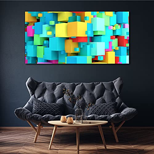 Impression sur toile Cubes de qualité supérieure en format 140x70cm - 2
