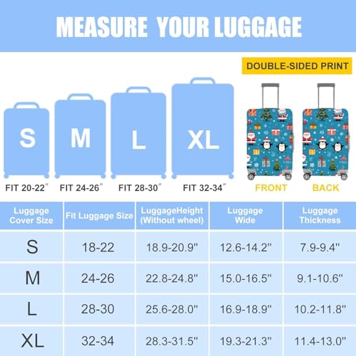 Image of Christmas & Cute Animal Luggage Cover - Stretchable Waterproof Suitcase Protector, Holiday & Travel Luggage Sleeve, Multiple Patterns,S