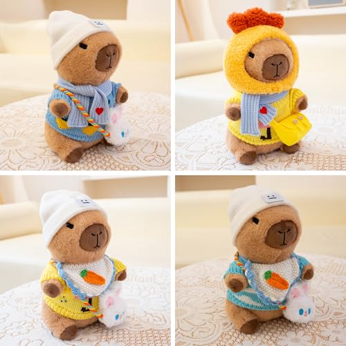 Image of Capybara Plush for Boys Girls Birthday Dress Up Cute Plushies,10 Pcs Set,9 Clothes and Accessories Kawaii Stuffed Animal Plushie Toy, Soft Peluche Doll for Kids 10.2 in
