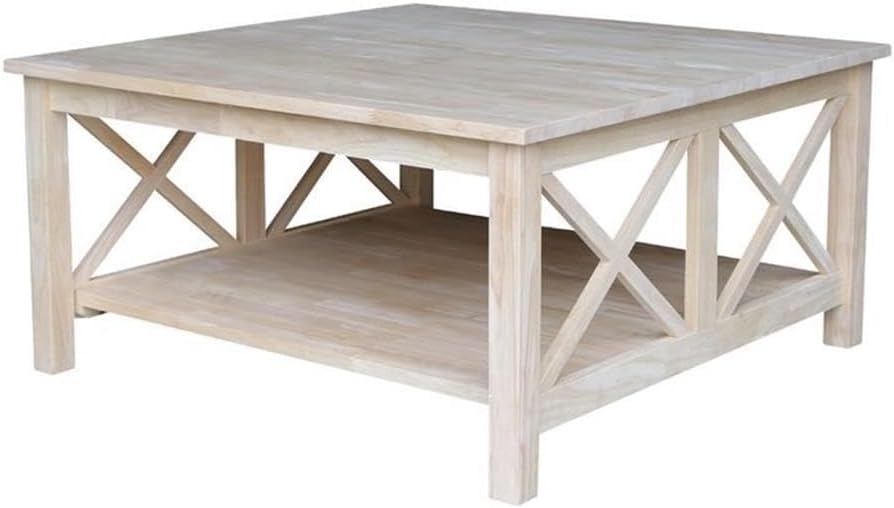 Solid Wood Hampton Square Coffee Table, Unfinished