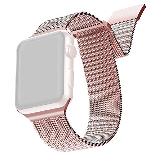 Raptic by X-Doria Smartwatch Band, New Mesh Magnetic Stainless Steel Strap/Band Designed for Apple Watch (41mm /40mm / 38mm) (Smaller Version) (Series 7/6/SE/5/4) - Rose Gold (Watch NOT Included)