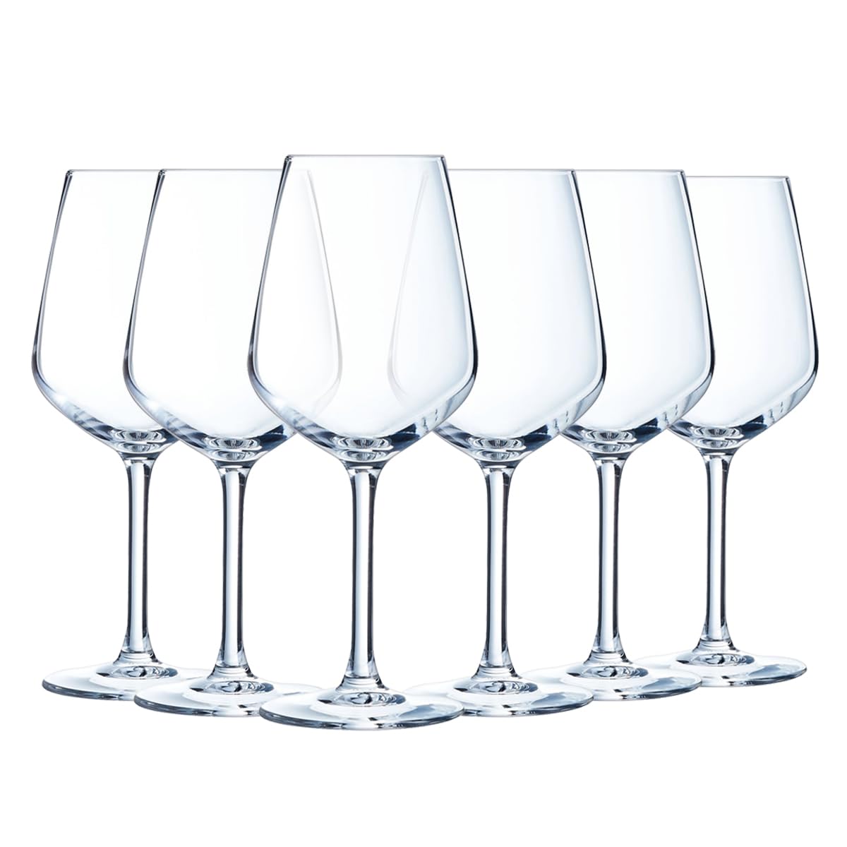 Luminarc Copas de Vino Vinetis 50 cl Juego de 6 | Vidrio transparente resistente, copas de cristal con pie, apto para lavavajillas, fabricado en Francia