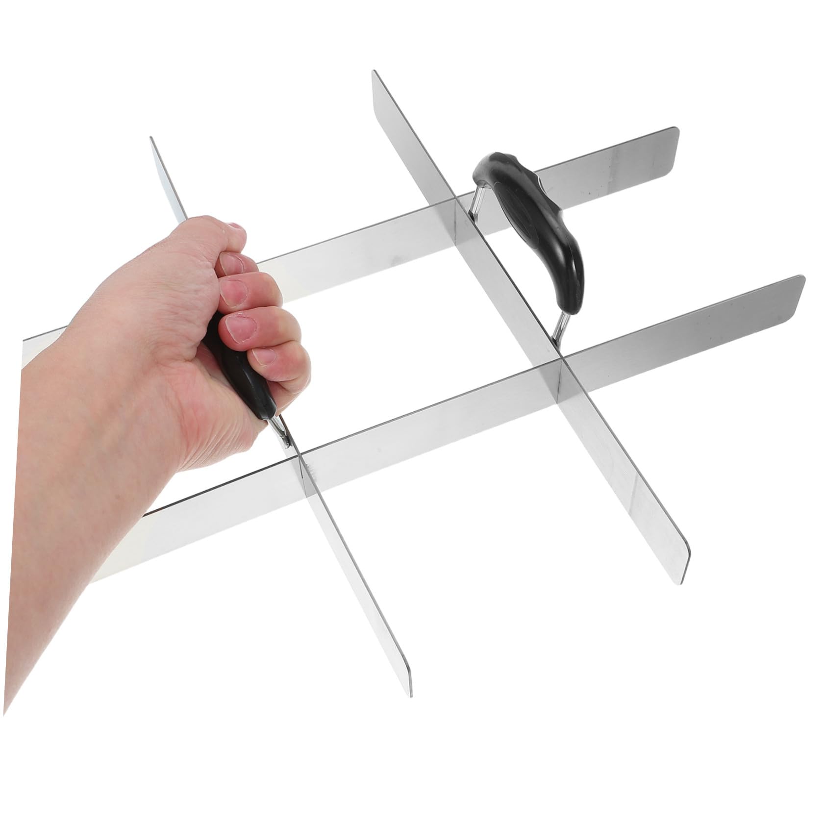 Guide de Découpe de Gâteau Inox avec Poignées Diviseur pour Moule Rectangulaire à Brownies Partiteur de Portions pour Cheesecake Tiramisu et Riz Outil Multifonction pour Pâtisserie