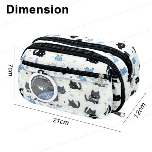 Image of FunBlast Pencil Pouch For GirlsKawaii Pencil Pouch, Aesthetic Pencil Case Organizer, Large Capacity Stationary Organizer Case, Multipurpose Zipper Pouch For Kids & Adults (Catprint),multicolor