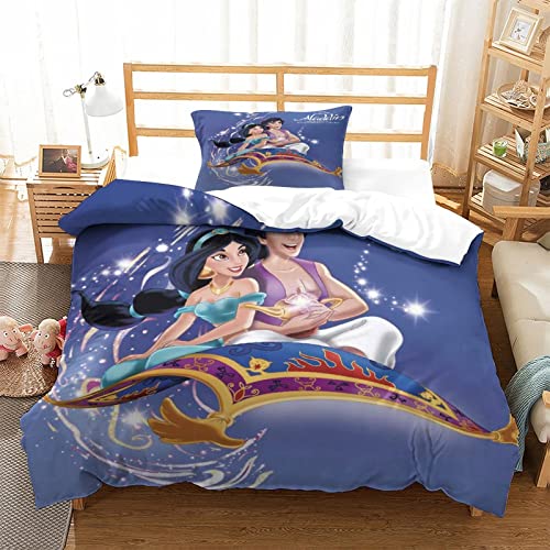 Juego De Ropa De Cama Infantil DeAladdin's Lamp para Niñas, Funda Nórdica De Microfibra Suave con...