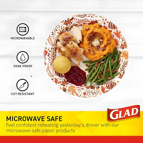 Image of Glad Disposable Paper Plates, Happy Fall Design, 10 Inch, 50 Count, 6-Pack
