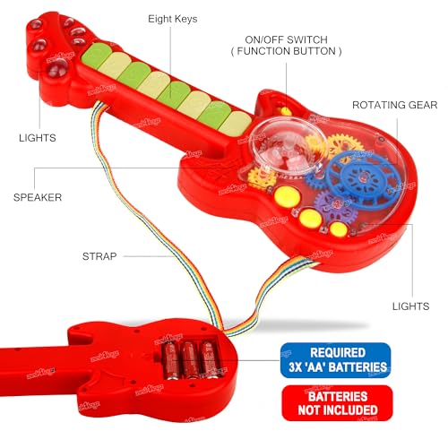 Image of Zest 4 Toyz Musical Guitar for Kids of Age 3+ with Rotating Gears 8 Colorful Keys Flashing Lights & Piano Sound Toy Guitar for Beginners Boys and Girls Ages 3+ (Assorted)
