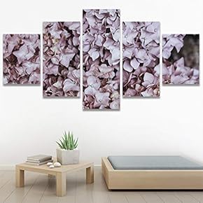 SIGNWIN 5 Panel Canvas Wall Art Pink Petals...