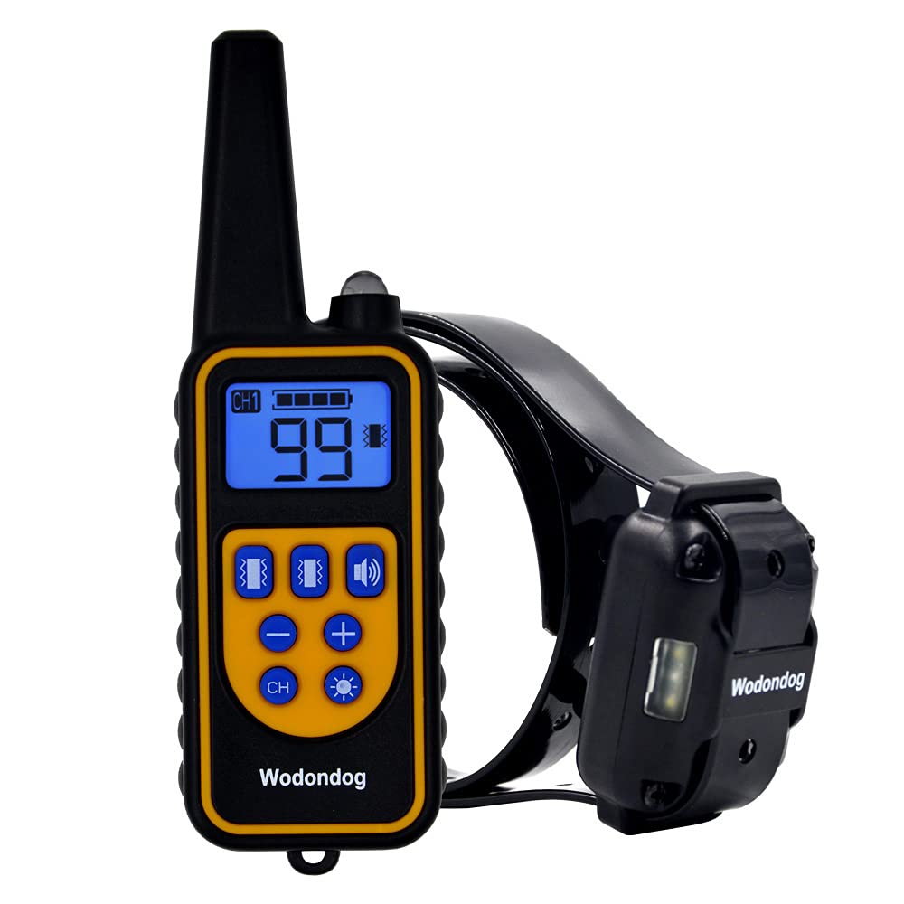 Collier de dressage Wodondog pour chien électrique étanche et rechargeable (Jaune)
