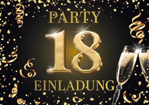 Edition Colibri Einladungskarten zum 18. Geburtstag, 10 Stück, Format A6, Karten-Set, zum Beschriften, Einladung, Party schwarz, gold (11169 DE) Edition Colibri Einladungskarten zum 18. Geburtstag, 10 Stück, Format A6, Karten-Set, zum Beschriften, Einladung, Party schwarz, gold (11169 DE)
