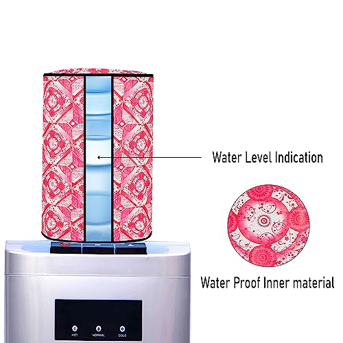 Image of Polyvinyl Chloride Printed Waterproof and Oil-Proof Water Dispenser Bottle Cover, 20L, (Multicolour) (20 liter Water Bottel Cover ) Pack of 1 - Pink Colour