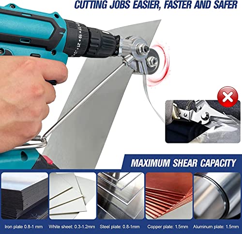 Blechschere Elektrisch mit Koffer, blechschere für akkuschrauber, Blechschneider von Handbohrmaschine, Metal nibbler drill attachment zum Schneiden von Eisen, Weißblech, Stahl, Kupfer (Universal) – Bild 4