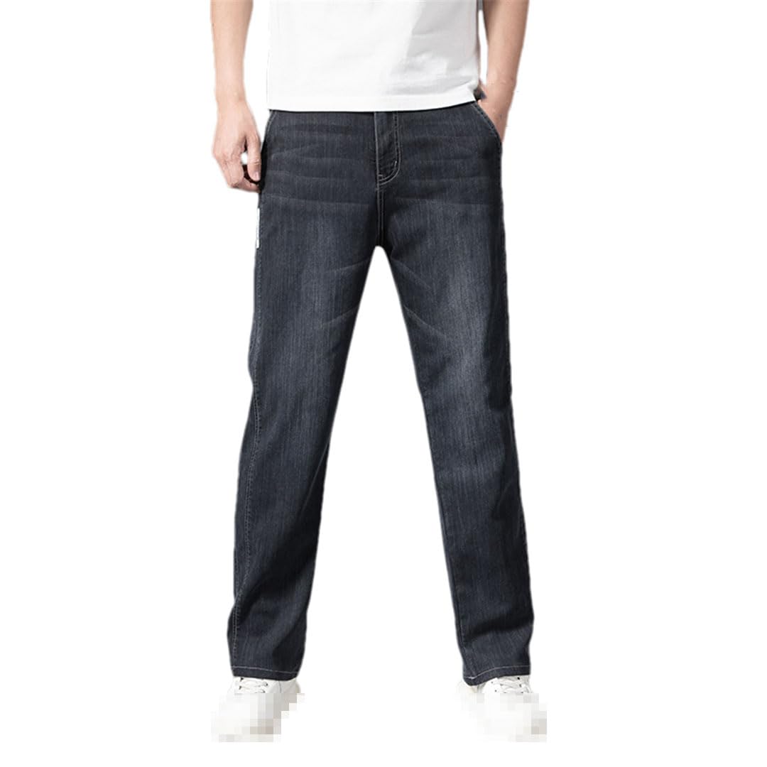Vogrtcc Jeans da Uomo Pantaloni Casual Larghi Dritti Pantaloni in Denim con Vita Elastica