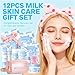 Milk Skincare Set for Kids & Teens,12 IN 1 Moisturizing Milk Skincare for Girls 10-12, Kids Skin Care Set for Girls Ages 8-12, Milk Extract Face Skincare for Women, Valentines Day Gifts for Kids
