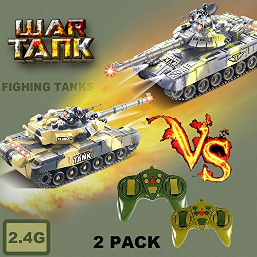 Haktoys Remote Control Fighting Tanks Set, 1:14 Scale, Life Indicators, Realistic Sounds And Lights, Set Of 2 Rc Radio Control Gaming Military Battle War Tanks, Great Gift Toy For Kids And Adults #TOP1
