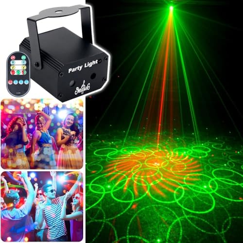 KOOT Party Lights Dj Disco Light with Pattern Projection and Sound Activated, Strobe Stage Lighting for Parties Indoor Dance Birthday Rave Bar Karaoke Christmas Wedding Show Club