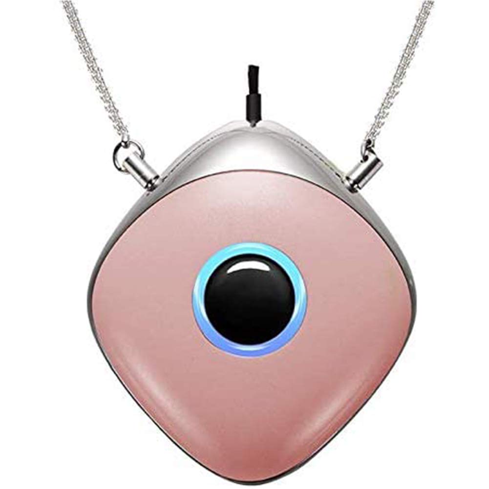 POEO Portable Wearable Air Purifier Necklace, Mini Air Freshner Ionizer Hang Neck with USB Charging, for Cigarette Smoke/Bacteria/Pets Dander/Pollen,Pink