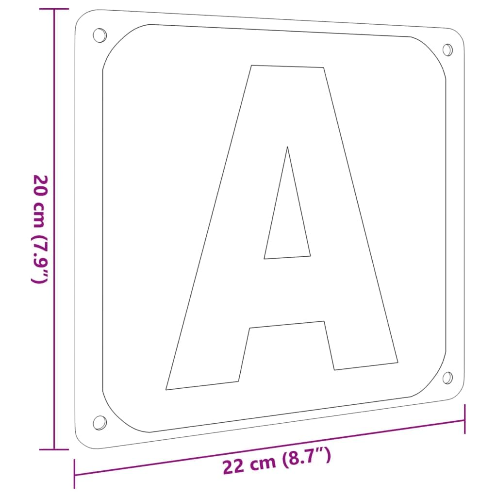 vidaXL Buchstabe 12 STK., Buchstaben für Dressurviereck, Dressurmarker mit 4 Schraubenlöchern, Dressurmarkierung, Schwarz und Weiß Stahl